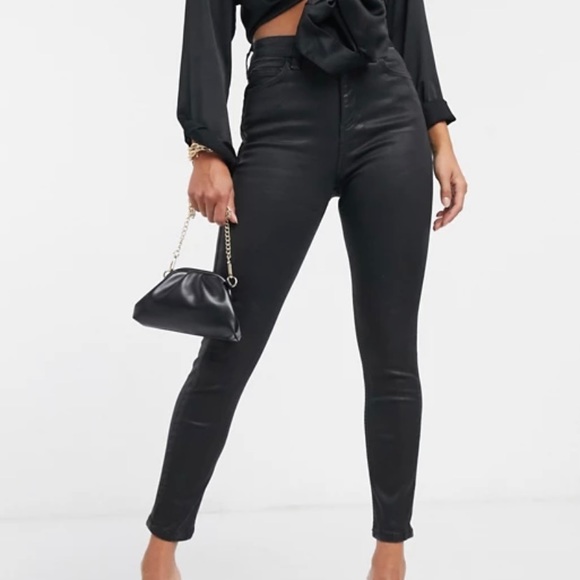 ASOS Black Coated Jeans - Picture 1 of 1